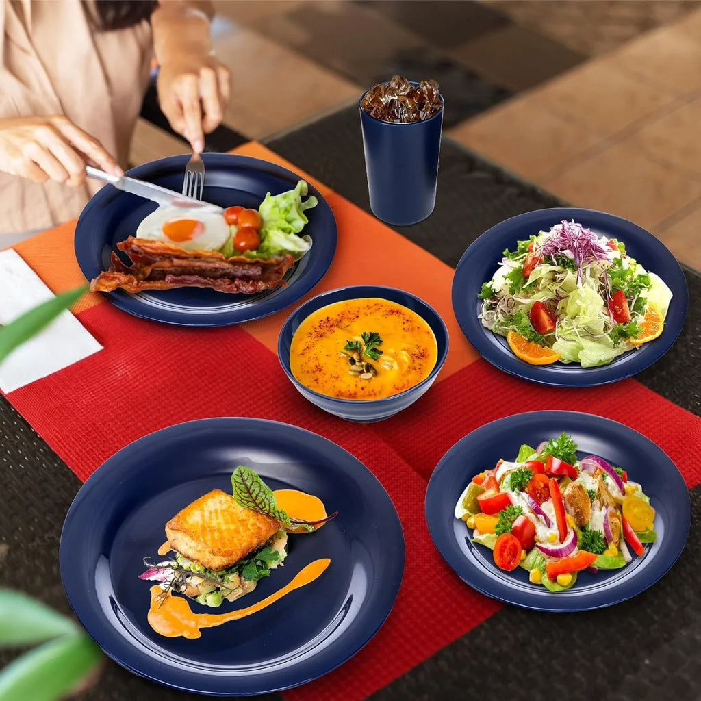 16 Pack Dishes Set for 4, Microwave Safe Plates
