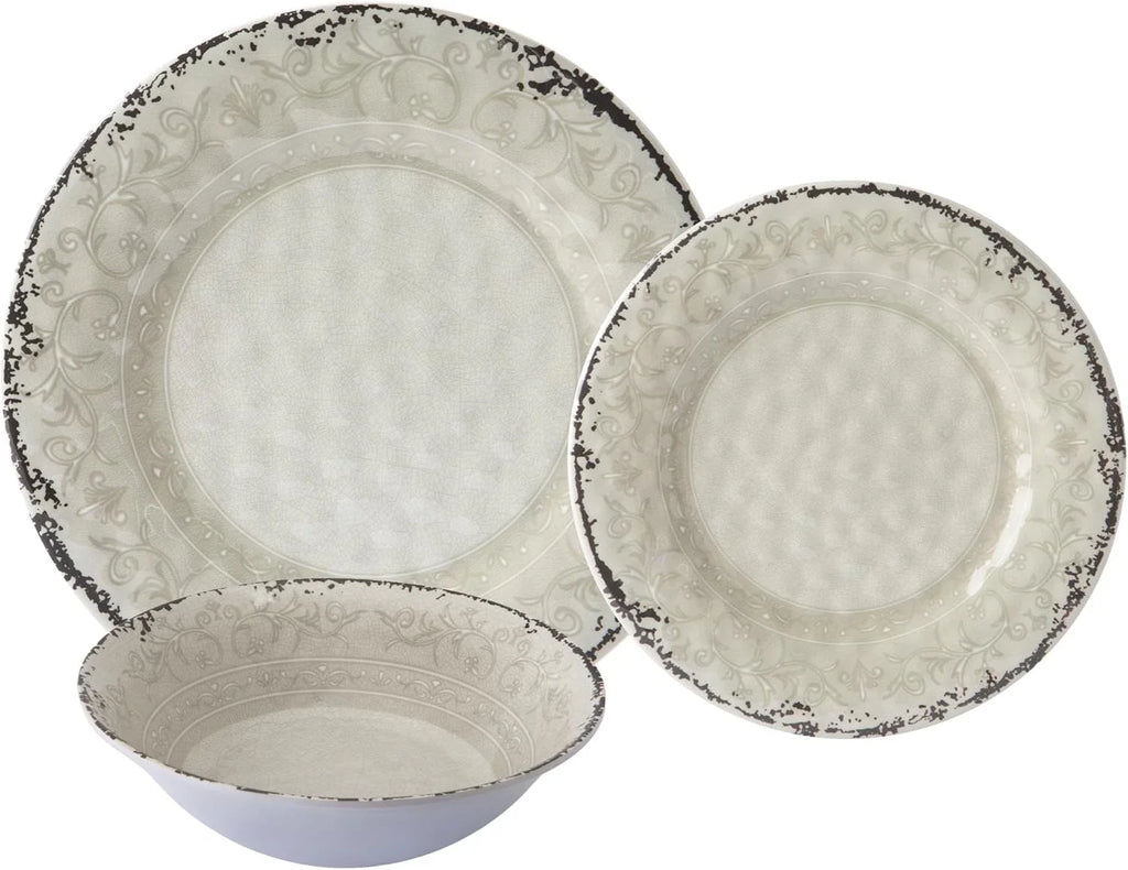 Melamine Dinnerware Sets, Service for 4. Unbreakable Dishes. Scratch Resistant M
