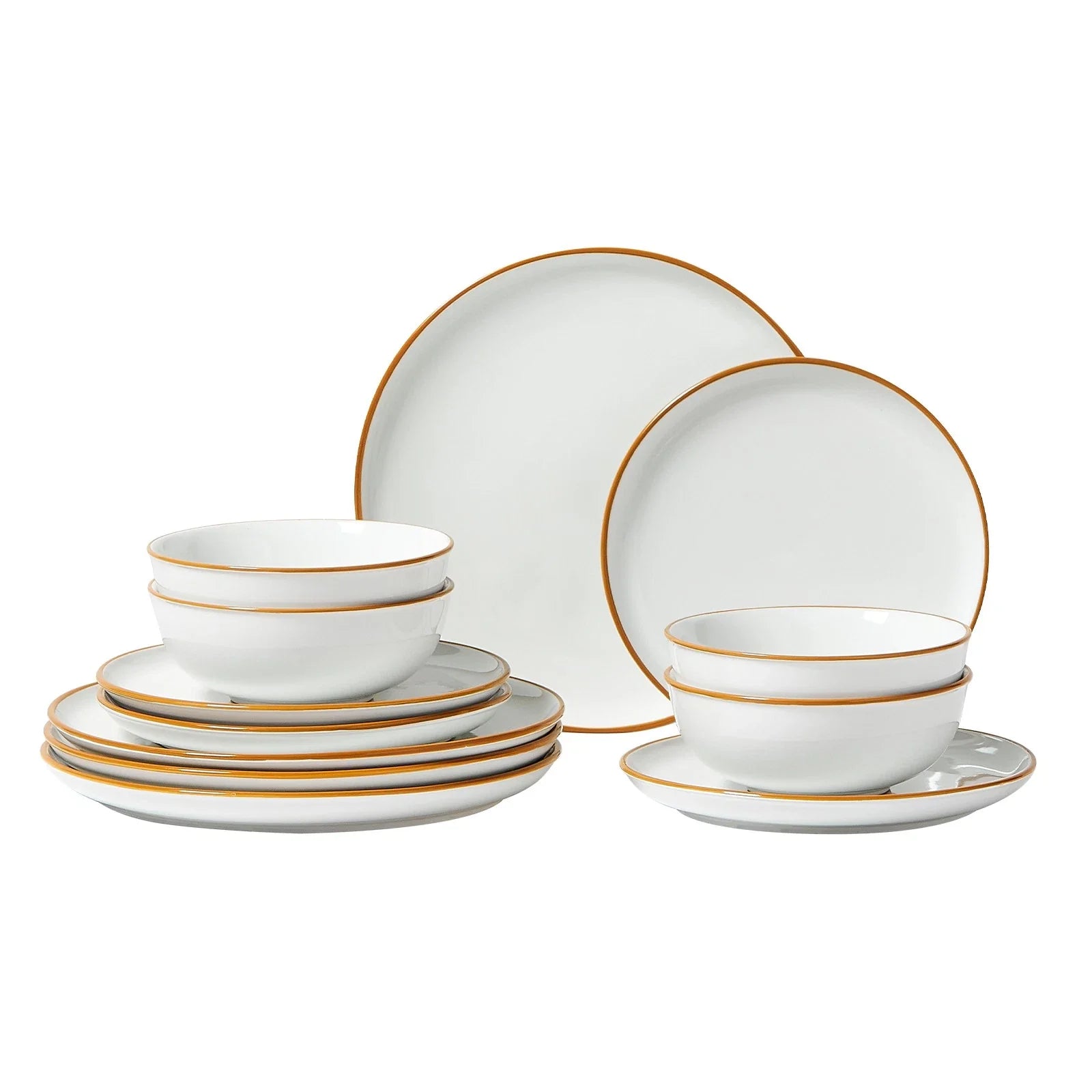 12pcs Dinnerware Set Ceramic Plates and Bowls Sets Service for 4
