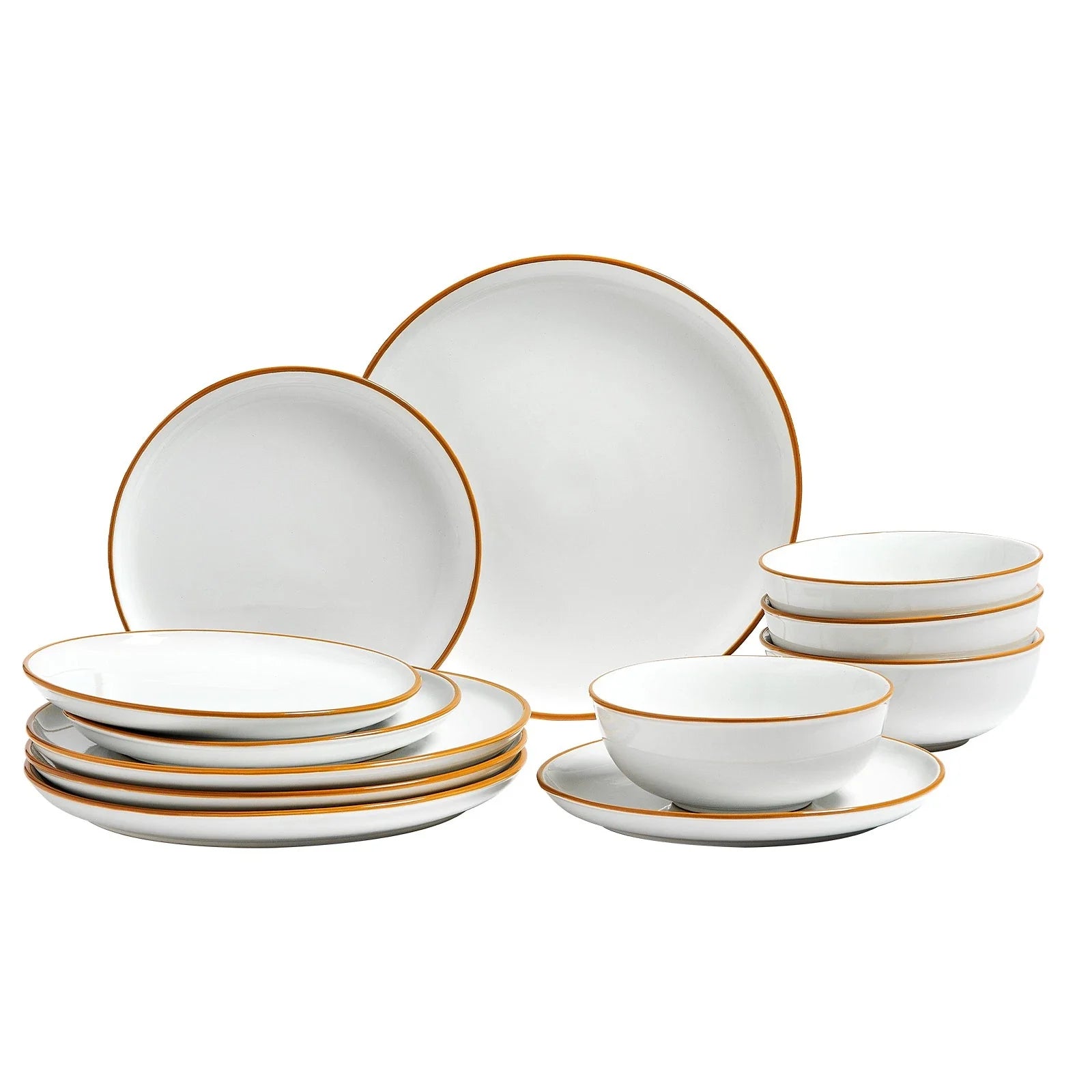 12pcs Dinnerware Set Ceramic Plates and Bowls Sets Service for 4