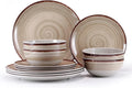 Dinnerware Sets, Dinnerware Sets for 4, 12Pcs Plates and Bowls Sets, Li